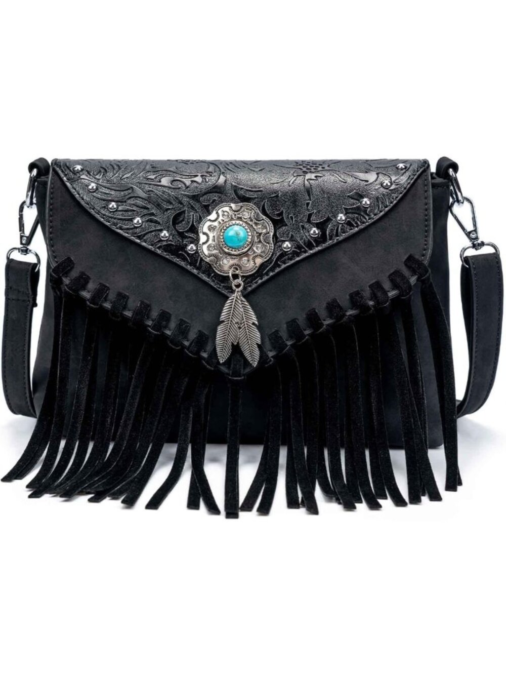Trendy Small Crossbody Bag for Women - Fringe Tassel Shoulder Purse in Turquoise